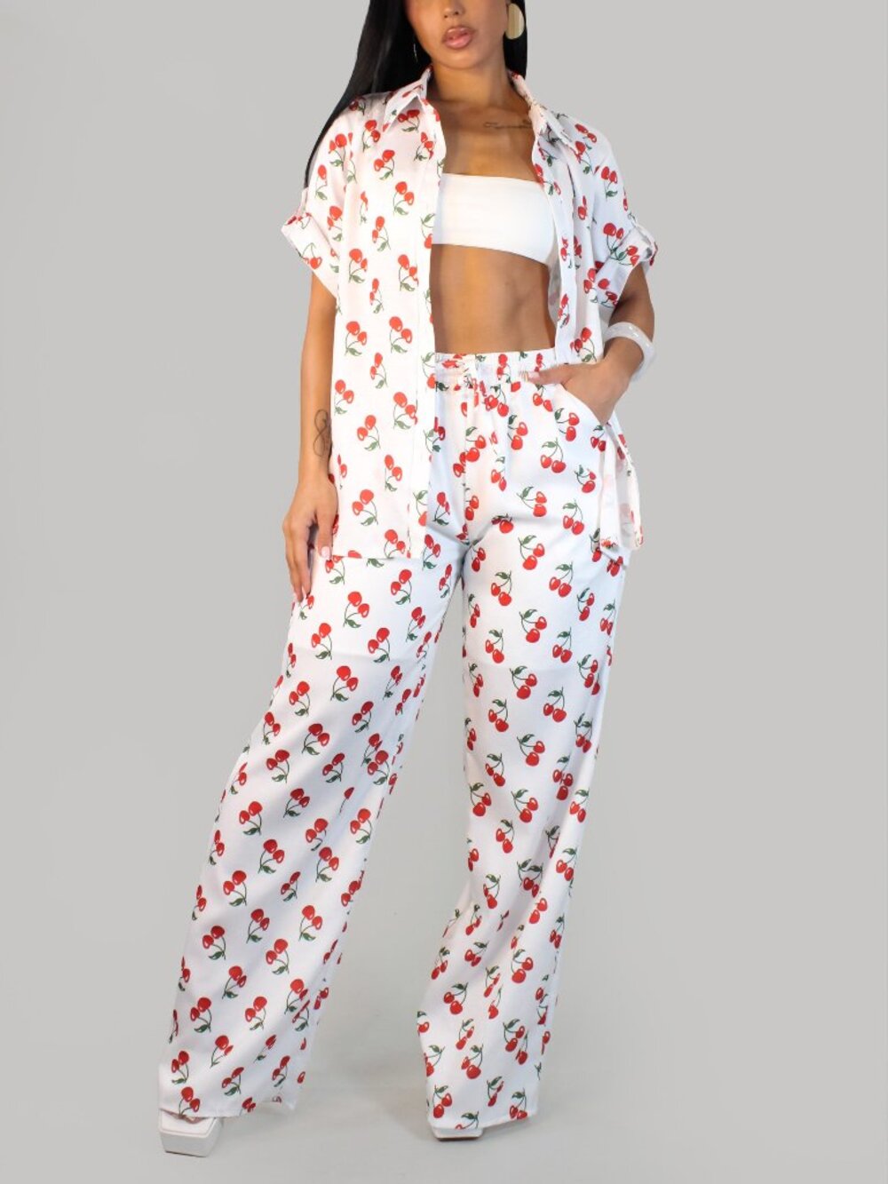 Cherry Print Pants Set
